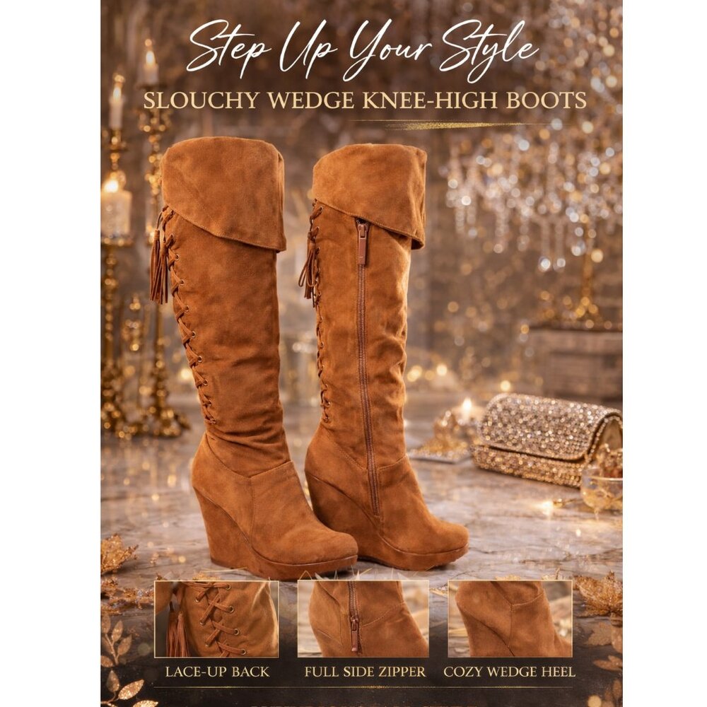 Shiekh - Criss-Cross Back Wedge Heel Boots